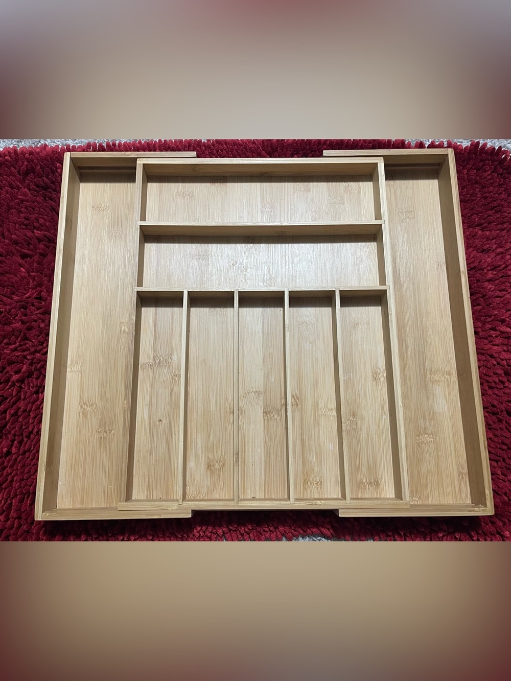 Bamboo Drawer Organizer Tray - Natural Bamboo Cutlery & Utensil Divider